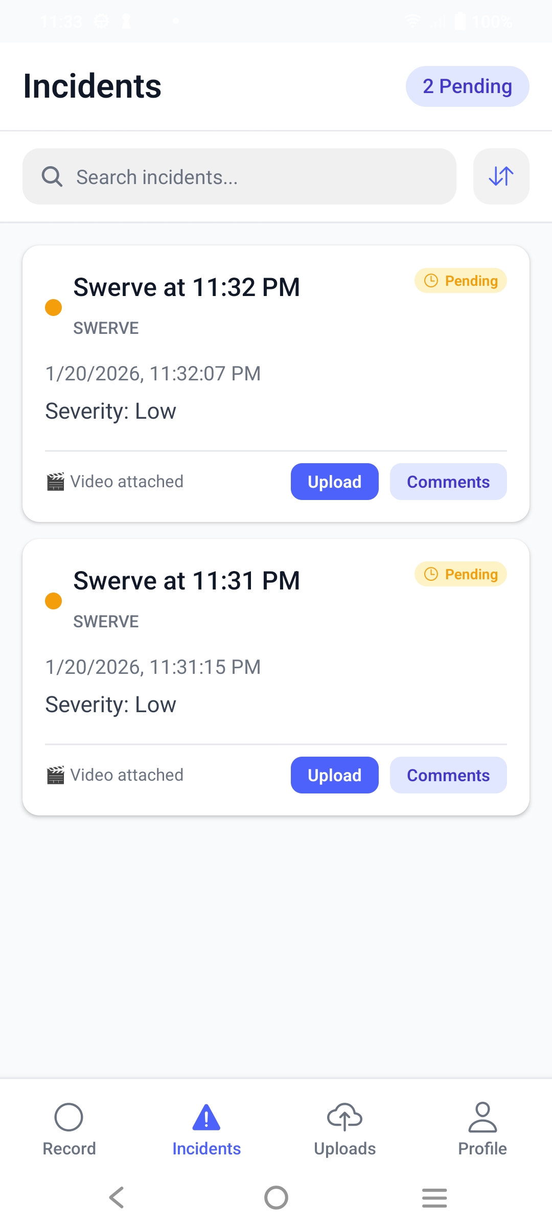 Mobile Recording Interface